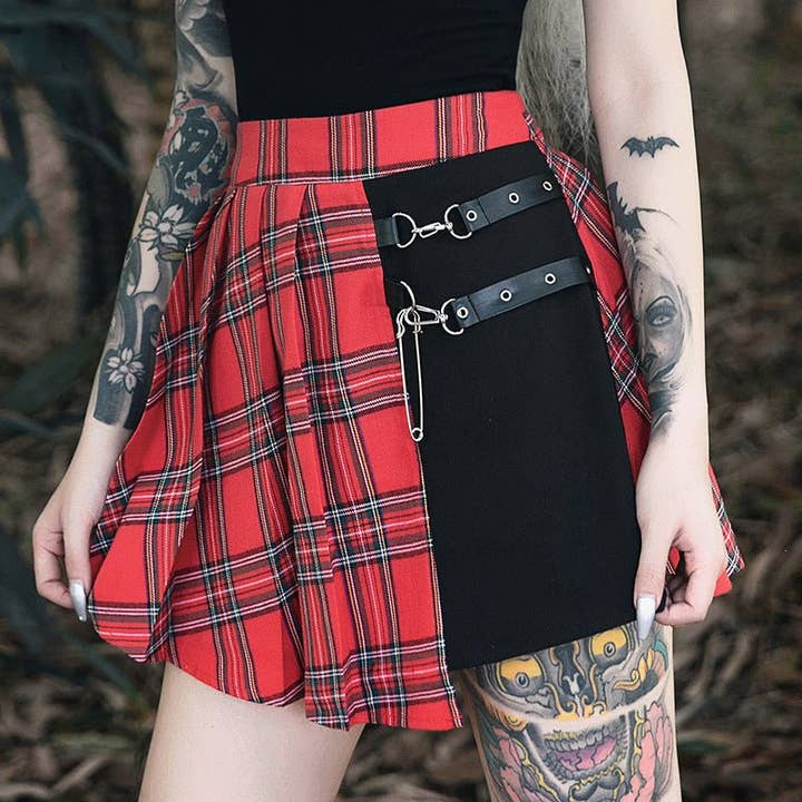 Women's Plaid Asymmetrical Punk Skirt