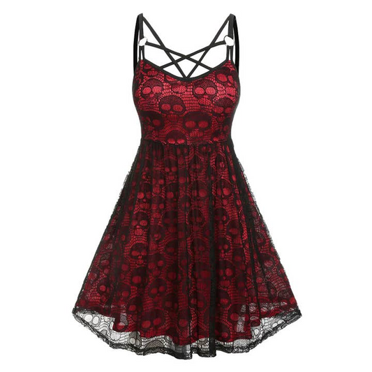Women's Mesh Skull Print Sling Dress