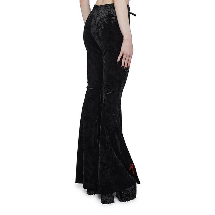 Women's Embroidered Gothic Ankh Flare Pants
