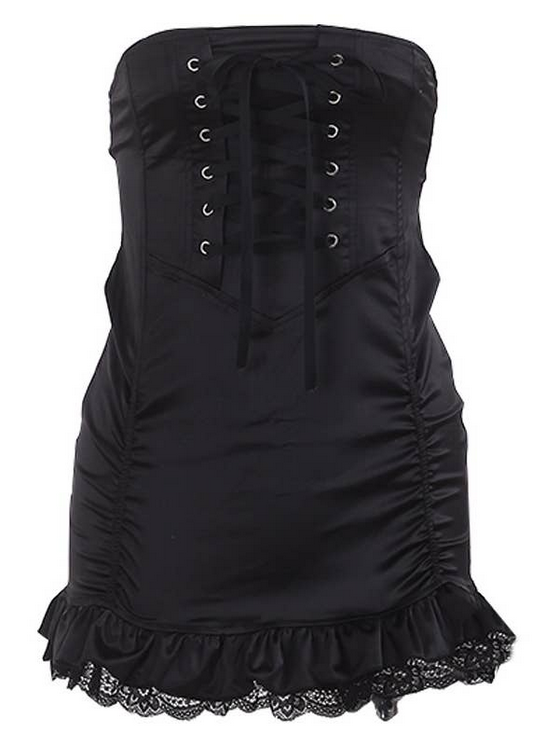 Women's Gothic Bandage Lace Up High Waist Skirt