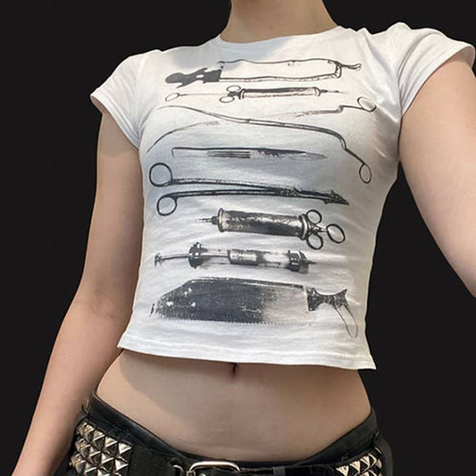 Women's Syringe Round Neck Crop Top