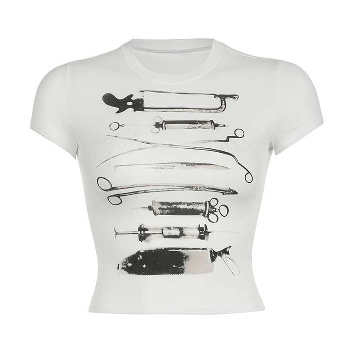 Women's Syringe Round Neck Crop Top