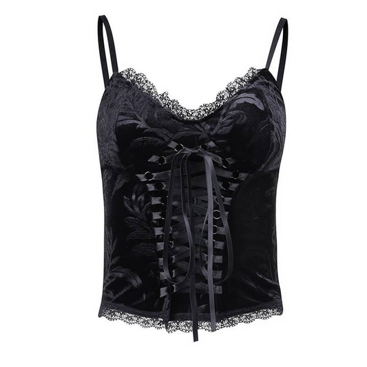 Women's Gothic Lace Velvet Lace Up Camisole Top