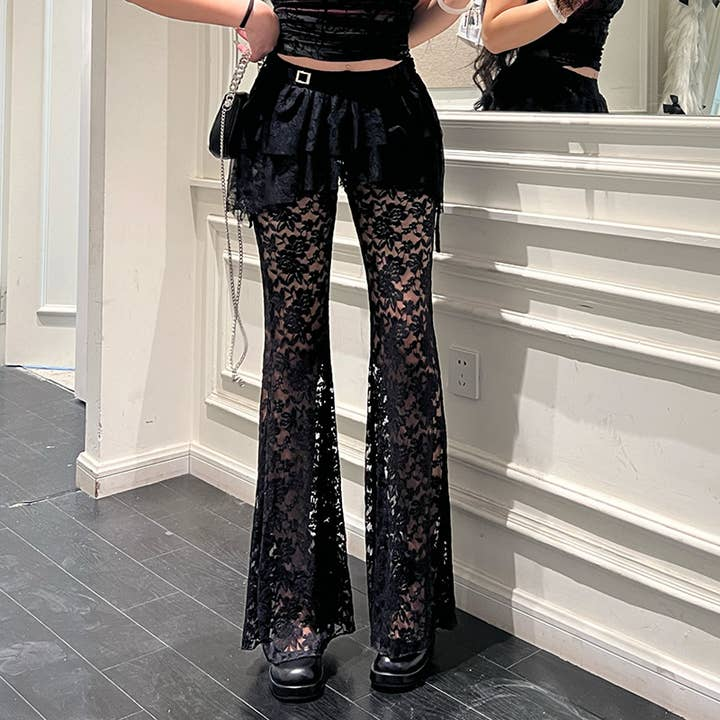 Women's Lace Hollow Irregular Skirt Pants