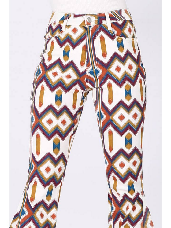 Women's Western Aztec Print Bellbottom Flare Jeans