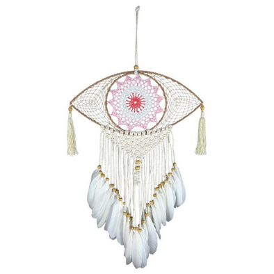 Pink Crochet Evil Eye Dreamcatcher