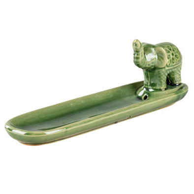 Ceramic Green Elephant Incense Burner