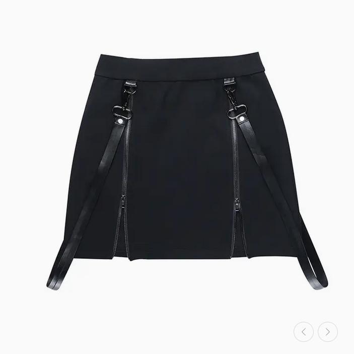 Women Summer Gothic Double Zipper Design Slit Tight Skirt