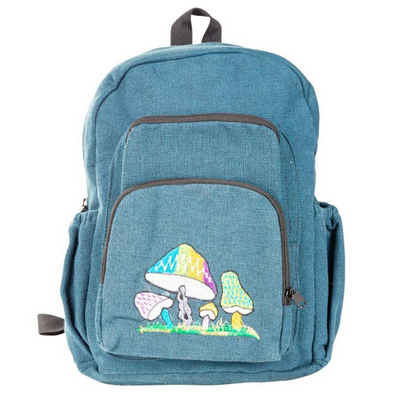 Canvas Mushroom EmbroideredMulti Pocket Backpack