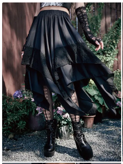 Women's Gothic Lace Hankercheif Stitch Skirt