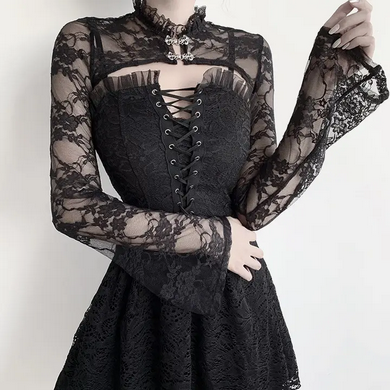 Women's Gothic Lace Flare Sleeve Choker Shrug