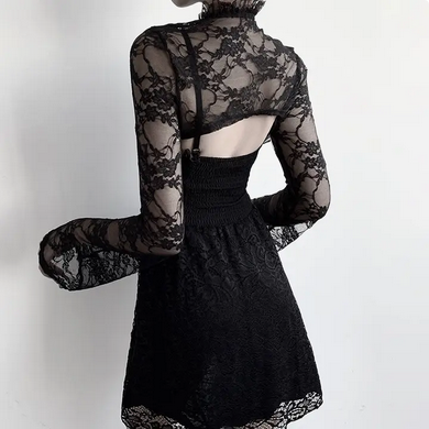 Women's Gothic Lace Flare Sleeve Choker Shrug