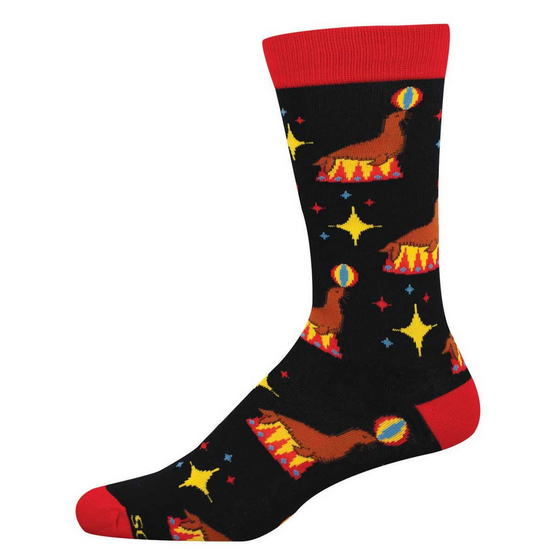 Men's Circus Seal On The Ball Bamboo Crew Socks