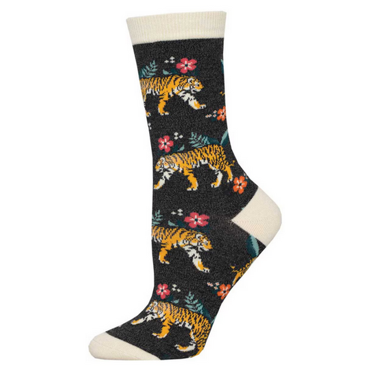 Women's Floral Tiger Crew Socks