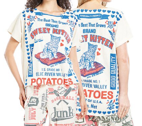 Women's Vintage Rice Sack High-Low Top