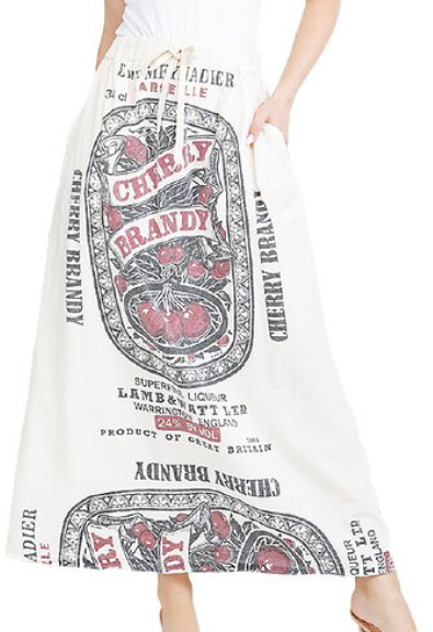 Women's Vintage Rice Sack Elastic Waist Long Skirt