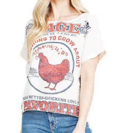 Women's Vintage Rice Sack Short-Sleeve High-Low Top