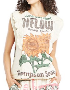 Women's Vintage Rice Sack Sleeveless Top