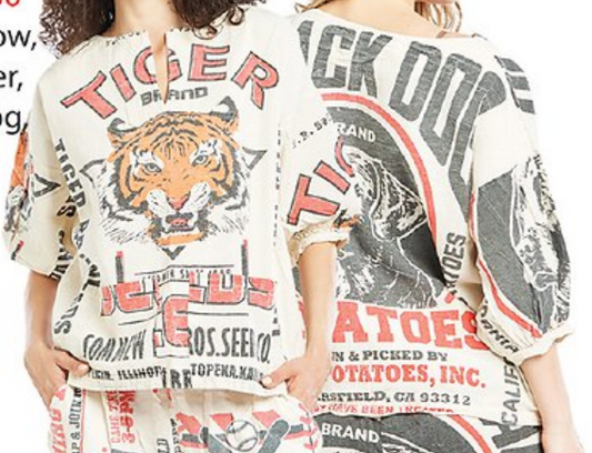 Women's Vintage Rice Sack Puffy Sleeve Top