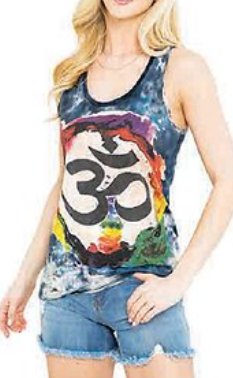 Women's Cotton Tie-Dye Om Print Tank Top