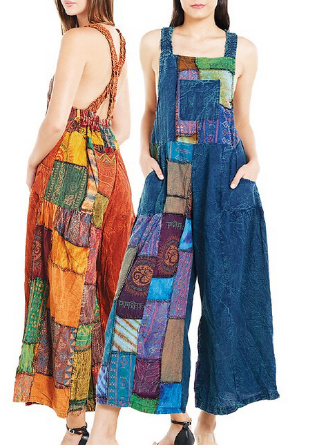 Women's Cotton Half-Patchwork Jumpsuit Overalls