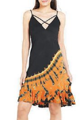 Women's Spandex Tie-Dye Accent Sunburst Strap Dress