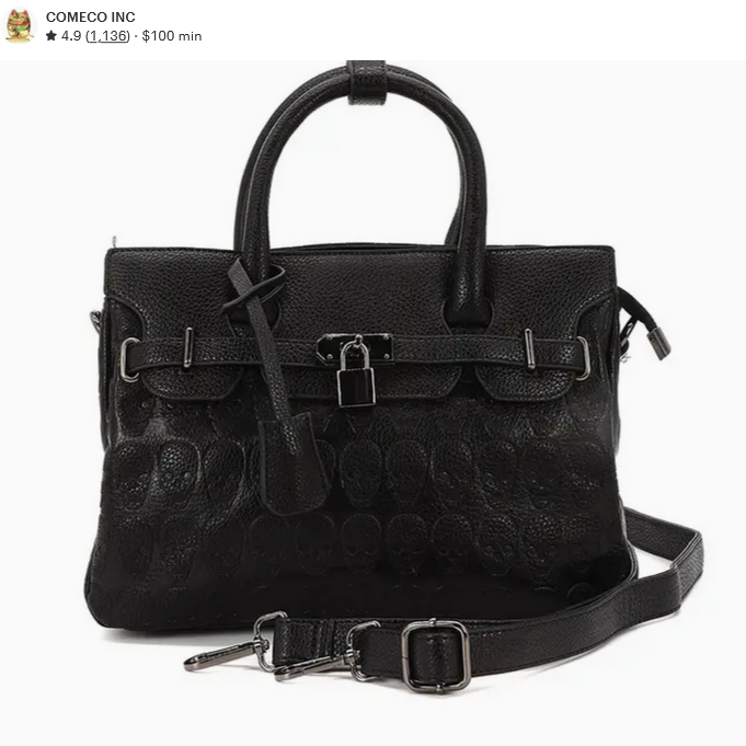 Skull Embossed Locking Satchel