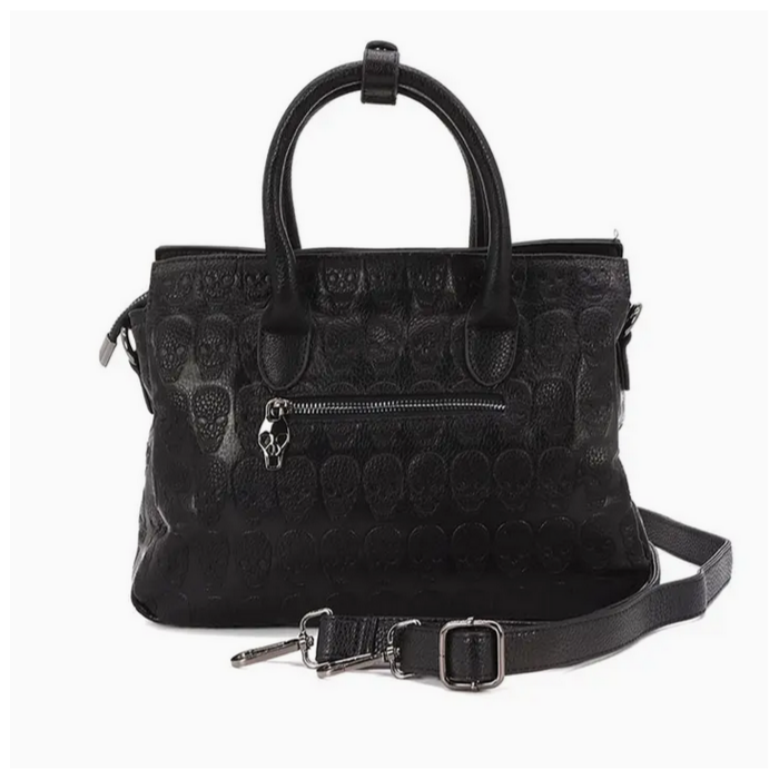 Skull Embossed Locking Satchel