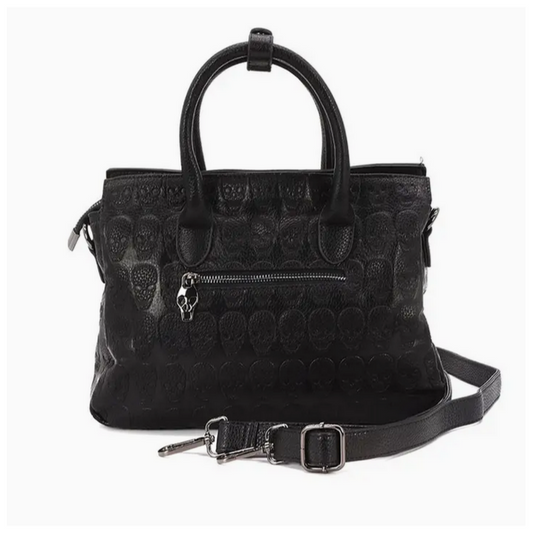 Skull Embossed Locking Satchel
