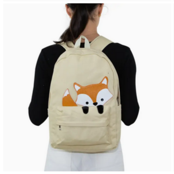 Peeking Baby Fox Canvas Backpack