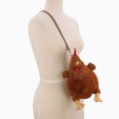 Brown Furry Hen Cross Body Bag