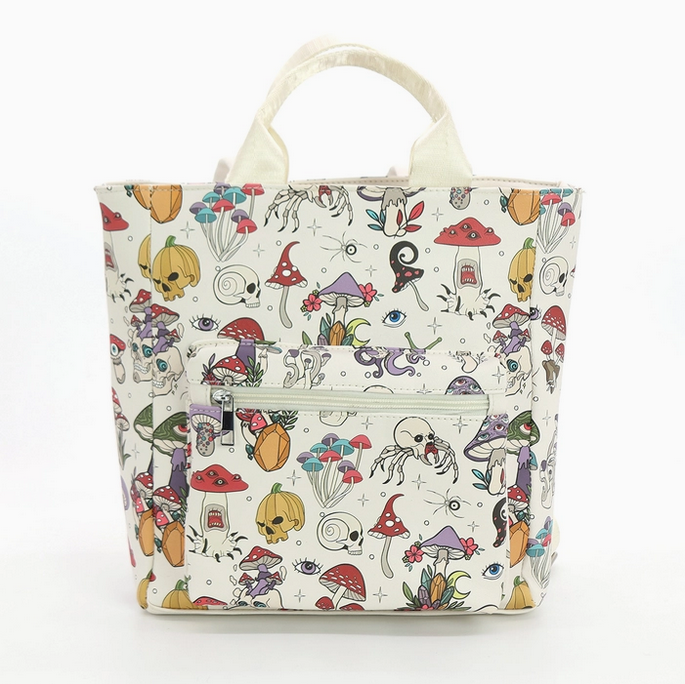 Goth Mushroom Mini Backpack Tote Crossbody