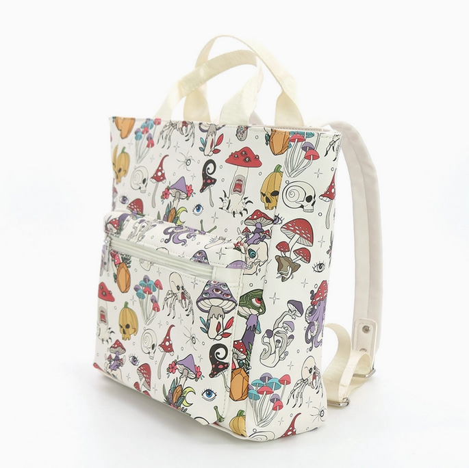 Goth Mushroom Mini Backpack Tote Crossbody