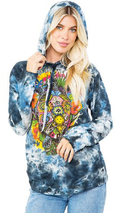 Women's Cotton Tie-Dye Tortoise Universe Hoodie