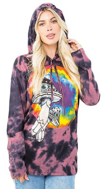 Women's Cotton Tie-Dye Mushroom Eye Hoodie