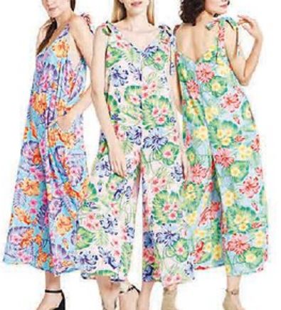 Women's Rayon Floral Tie-Strap Jumpsuit