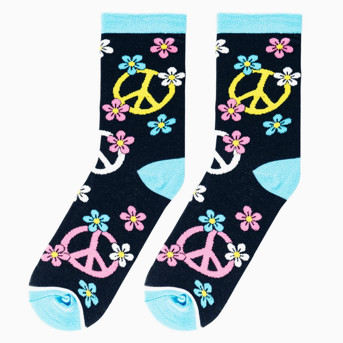 Women's Peace Sign Crew Socks