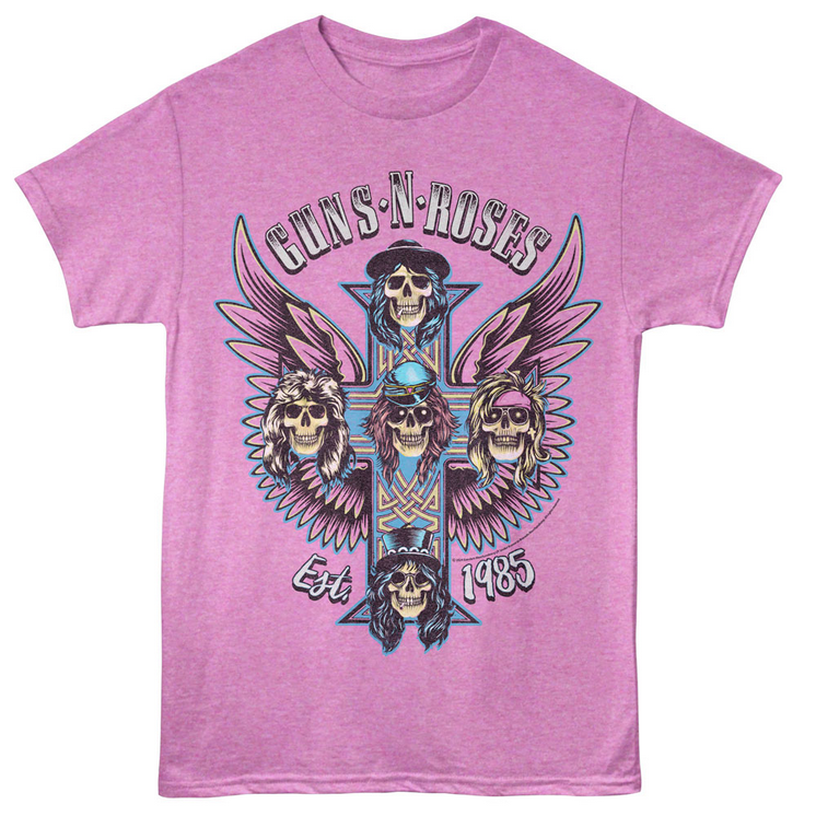 Unisex Guns And Roses Winged Crosses T-Shirt