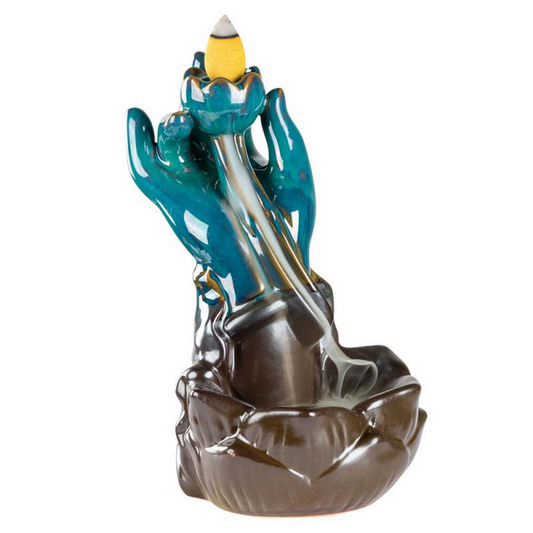 Large Mudra Hand Lotus Flower Backflow Incense Burner