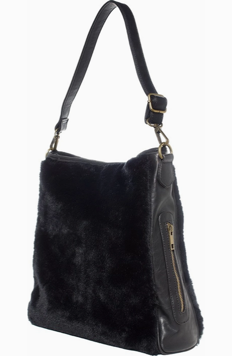 Sourpuss Faux Fur Black  Hobo Bag