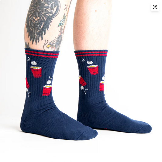 Men's America's Cup Beer Pong Athletic Ribbed Crew Socks