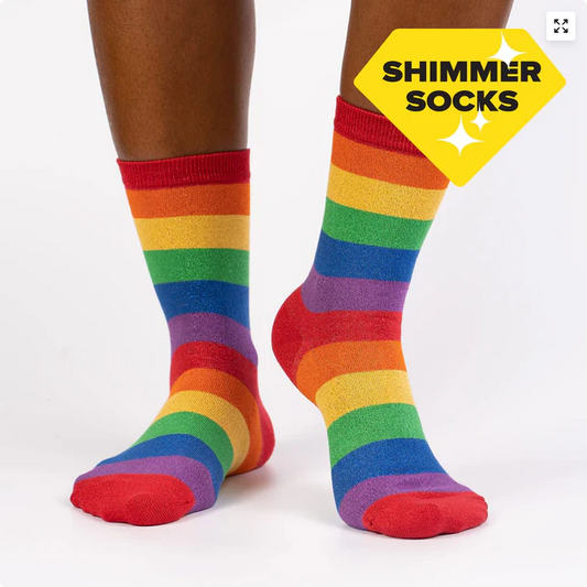Women's Radiant Rainbow Shimmer Crew Socks