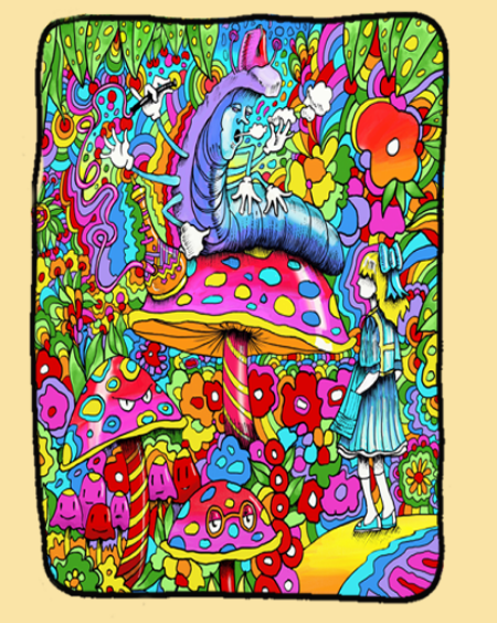 Alice in Wonderland Caterpillar Throw Blanket