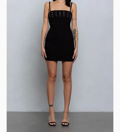 Women's Grommet Ring Detail Sleeveless Mini Dress