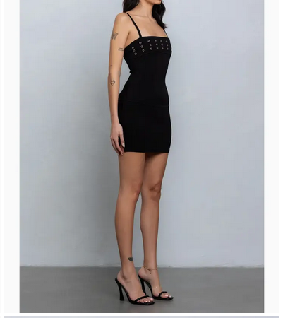 Women's Grommet Ring Detail Sleeveless Mini Dress