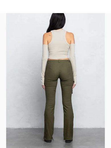 Women's Cargo Stretch Twill Bootcut Pants w/ Zipper Detail