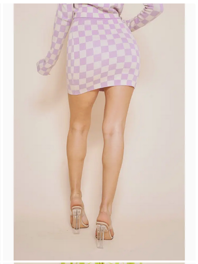 Women's Checker Board Knit Mini Skirt