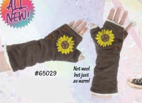 Sunflower Peace Sign Embroidered Corduroy Arm Warmers