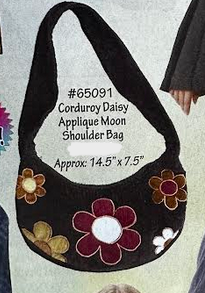 Corduroy Daisy Embroidered Saddle Bag