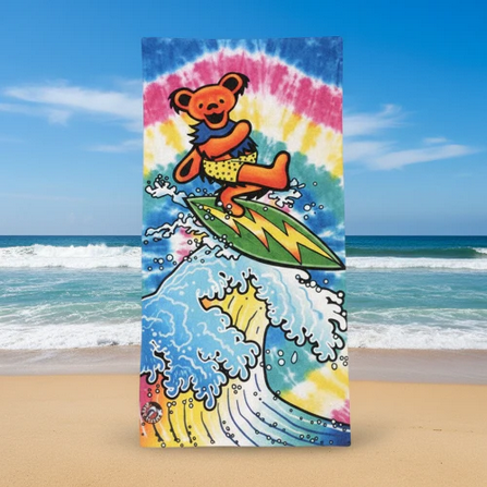 Grateful Dead Surfing Bear Beach Towel